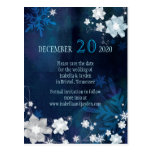 Cobalt Blue & White Winter Save the Date Postcards