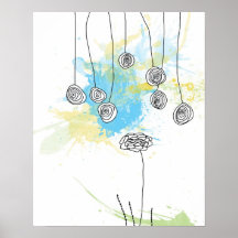 Cobalt Floral Splash-Poster