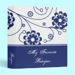 Cobalt Scroll Blooms Recipe Book binders