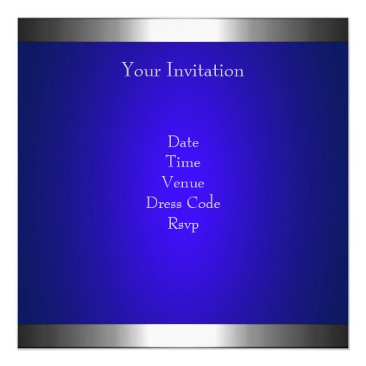Cobalt Silver Jewel 21st Elegant Birthday Party Custom Announcement