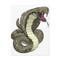 Cobra snake about to strike postcard