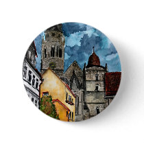 coburg germany castle and church watercolour art buttons