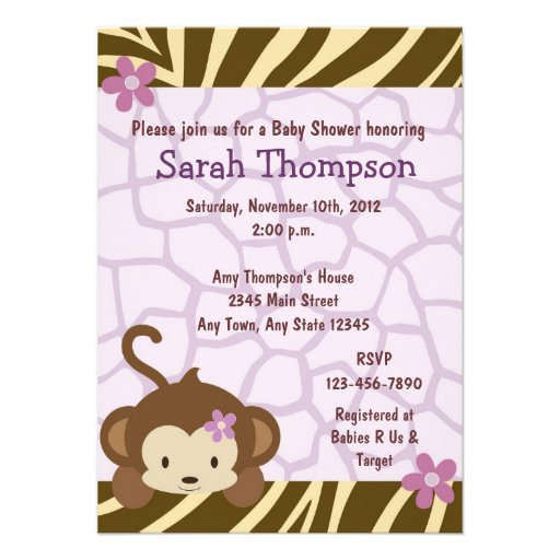 Cocalo Jacana Monkey Baby Shower Invitations (front side)