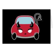 Coche del diablo de Kawaii Tarjetón