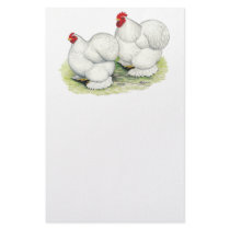 Cochin:  White Bantams Custom Stationery
