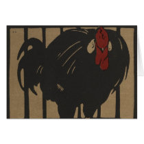 Cock / Rooster in a Cage Greeting Card