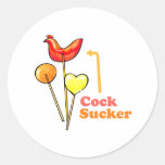 COCK SUCKER T-SHIRT ROUND STICKER