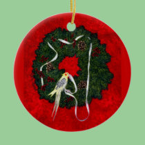Cockatiel, Bird Ornament - "Santa's Little Helper" ornaments