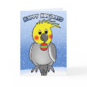 Cockatiel Happy Holidays Christmas Card by MenagerieMayhem Cockatiel Happy Holidays Christmas Card
