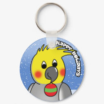 Cockatiel Happy Holidays Keychain by MenagerieMayhem Cockatiel Happy Holidays Keychain