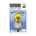 Cockatiel Happy Holidays Postage Stamps by MenagerieMayhem Cockatiel Happy Holidays Postage Stamps