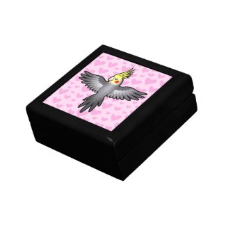 Cute Cartoon Grey Cockatiel Pink Love Hearts Gift Box Cute Cartoon Grey Cockatiel Pink Love Hearts Gift Box