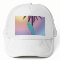 Cockatiel on Tropical Palm Digital Art Mesh Hat