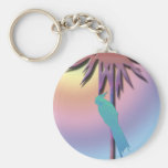 Cockatiel on Tropical Palm Digital Art Key Chains