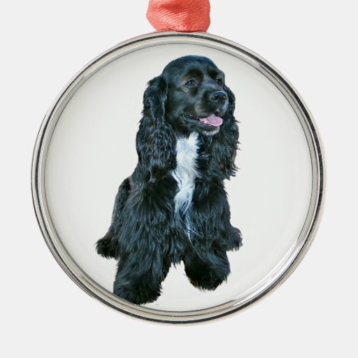cocker spaniel black 2 round metal christmas ornament cocker spaniel black 2 round metal christmas ornament