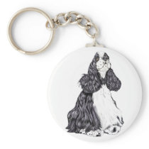 Cocker Spaniel BW Parti Key Chains