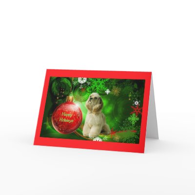Cocker Spaniel Christmas Card Red BallGreen2