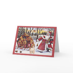 Cocker Spaniel Christmas Card Santa and Bears 2 card