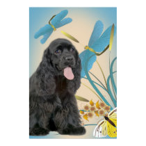 Cocker Spaniel & Dragonflies Poster posters by friskybiz Cocker Spaniel & Dragonflies Poster posters