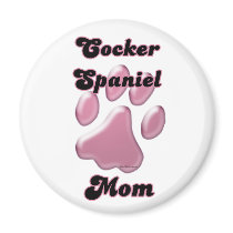 Cocker Spaniel Mom Pink Pawprint  - Magnet