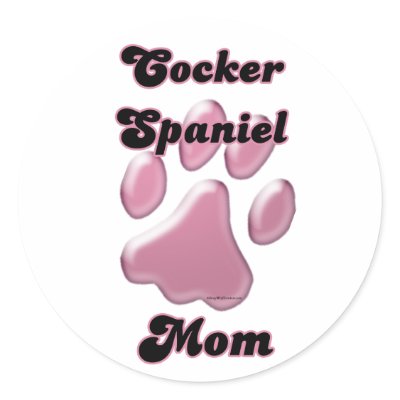 Cocker Spaniel Mom Pink Pawprint  - Sticker by GreyWolfCreation
