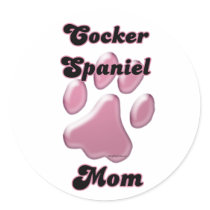 Cocker Spaniel Mom Pink Pawprint - Sticker by GreyWolfCreation Cocker Spaniel Mom Pink Pawprint - Sticker