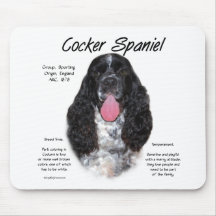 Cocker Spaniel (Parti/b&w) History Design Mousepad