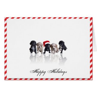 Cocker Spaniel Puppies in Santa Hat Christmas Card