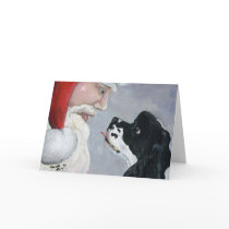 "Cocker Spaniel & Santa" Dog Art Greeting Card