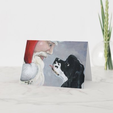 'Cocker Spaniel & Santa' Dog Art Greeting Card