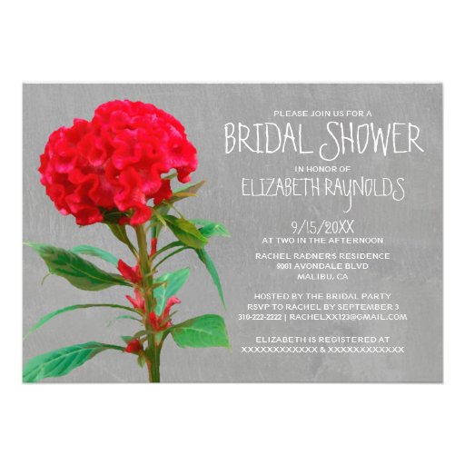 Cockscomb Bridal Shower Invitations