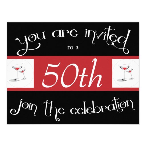 Cocktail 50th Birthday Party Invitations