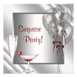 Cocktail Balloons Red Surprise Birthday Party Custom Announcement
