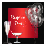 Cocktail Balloons Red Surprise Birthday Party Announcements