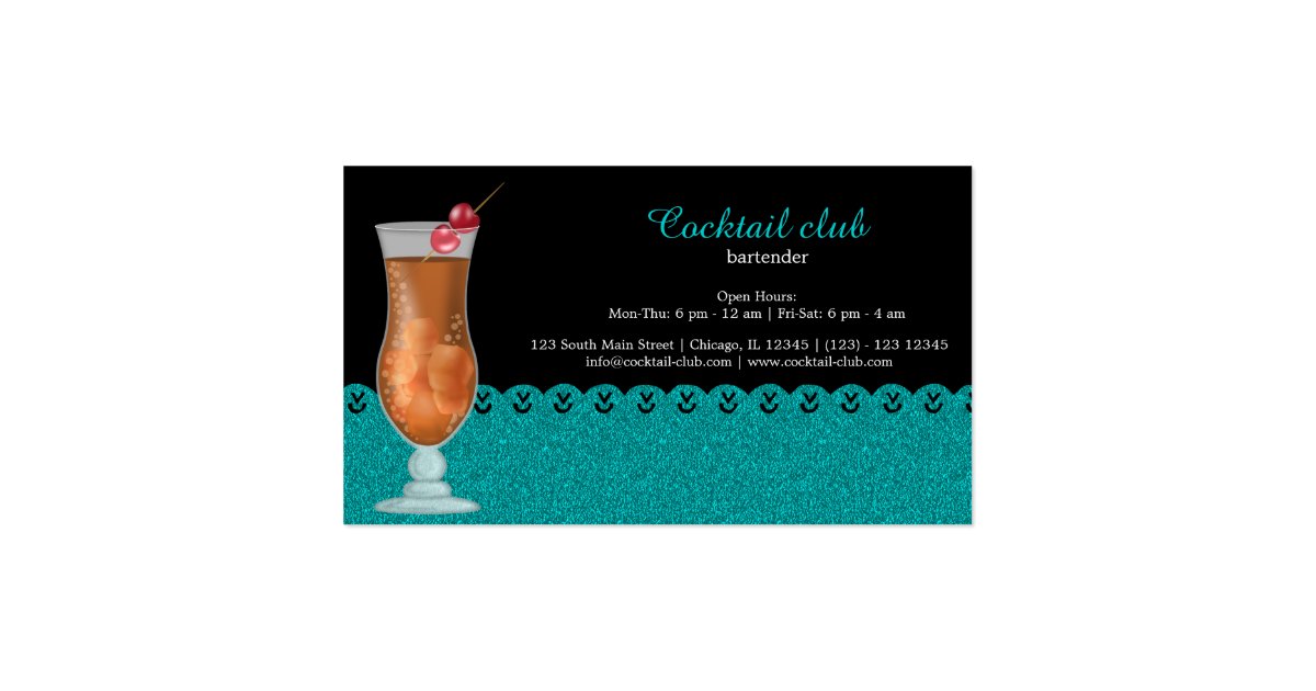 Cocktail bartender business card Zazzle