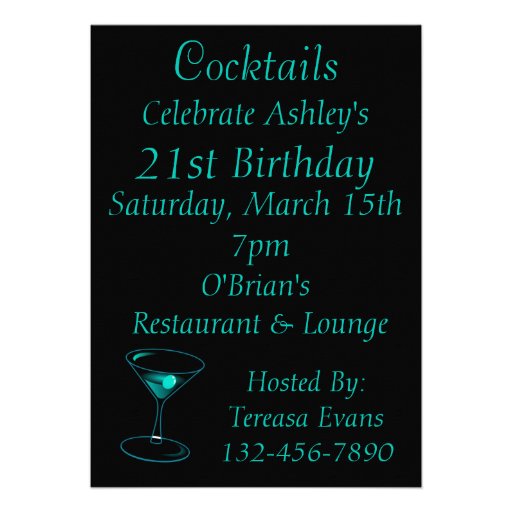 Cocktail Birthday Celebration Personalized Invite