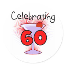 Cocktail Celebrating 60 Tshirts and Gifts Stickers