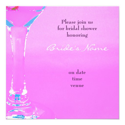 Cocktail glass bridal shower invite