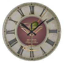 Cocktail Glass Happy Hour Wall Clock at Zazzle