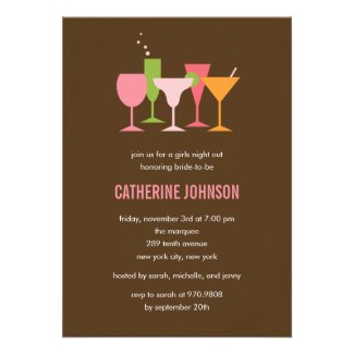 Cocktail Glasses Bachelorette/Bridal Shower Invite