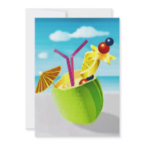 Cocktail in a Coconut Invitations
