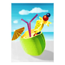 Cocktail in a Coconut Invitations