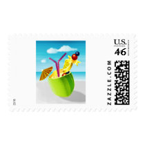 Cocktail in a Coconut Postage Stamp