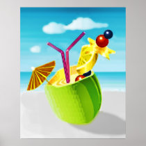 Cocktail in a Coconut Posters