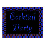 cocktail party blue flower invitation postcard