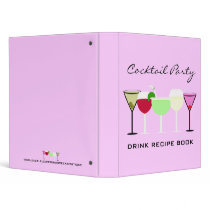 Cocktail Party Drink Recipe Book Vinyl Binder