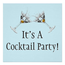 Cocktail Party Mod Linen Invitations (Square) invitations