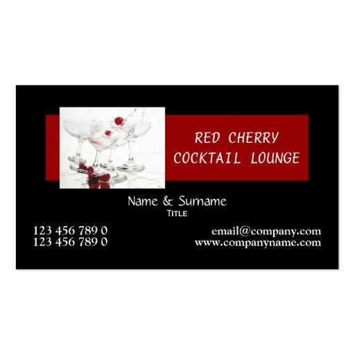 Cocktail restaurant mixologist black red business card templates (front side)