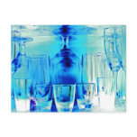 Cocktail Shot and Wine Glasses - Blue Tint Postcards