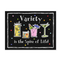 Cocktail Variety Recipe Card postcards by pinkinkart Cocktail Variety Recipe Card postcards
